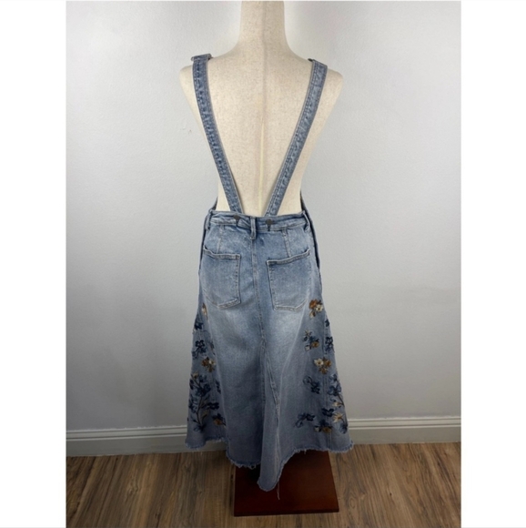 🩵💙 Free People DRIFTWOOD Garden Skirtall Embroidered Overall Maxi Dress 💙🩵 - Picture 4 of 13